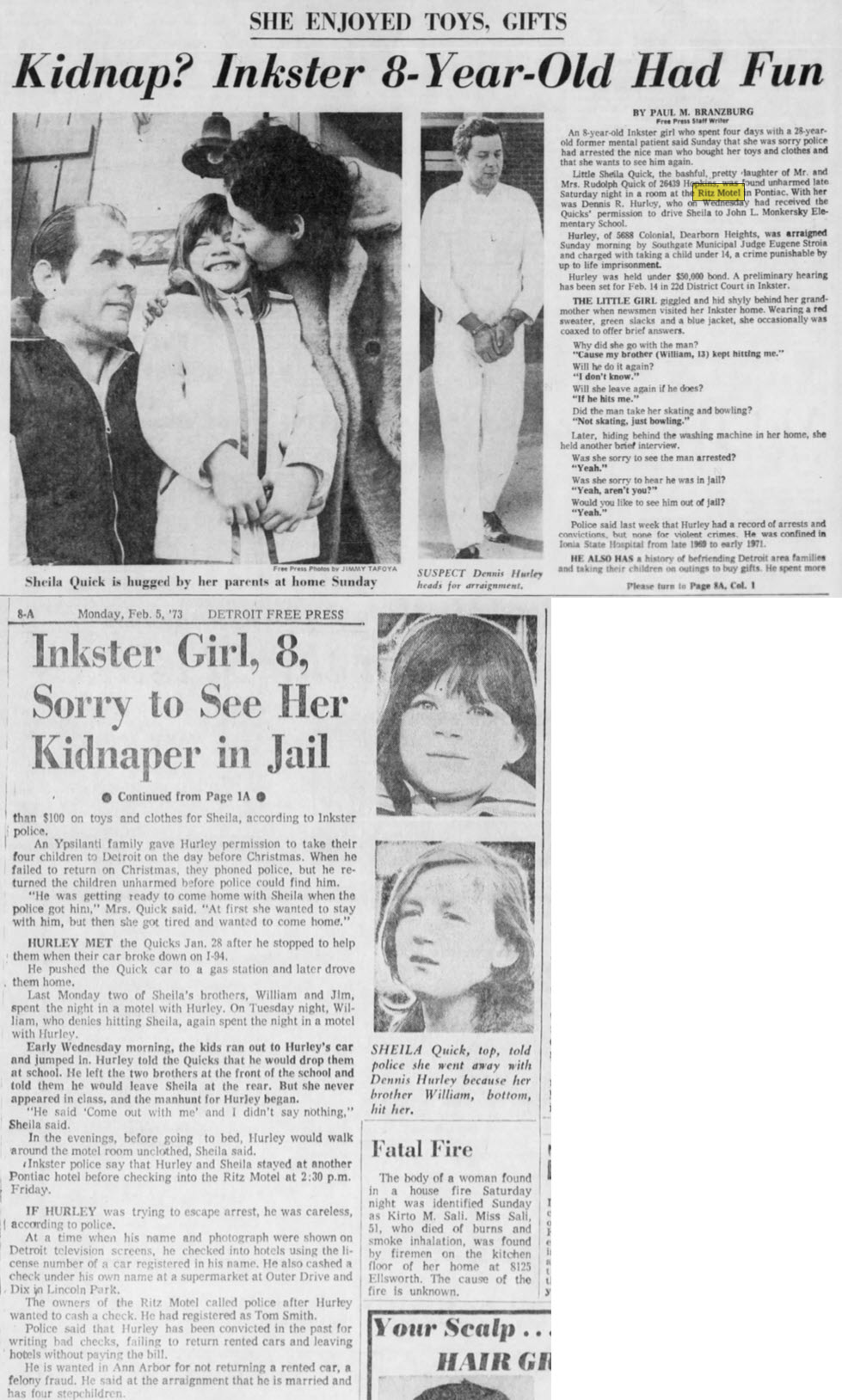 Ritz Motel - Feb 1973 Kidnap Case
